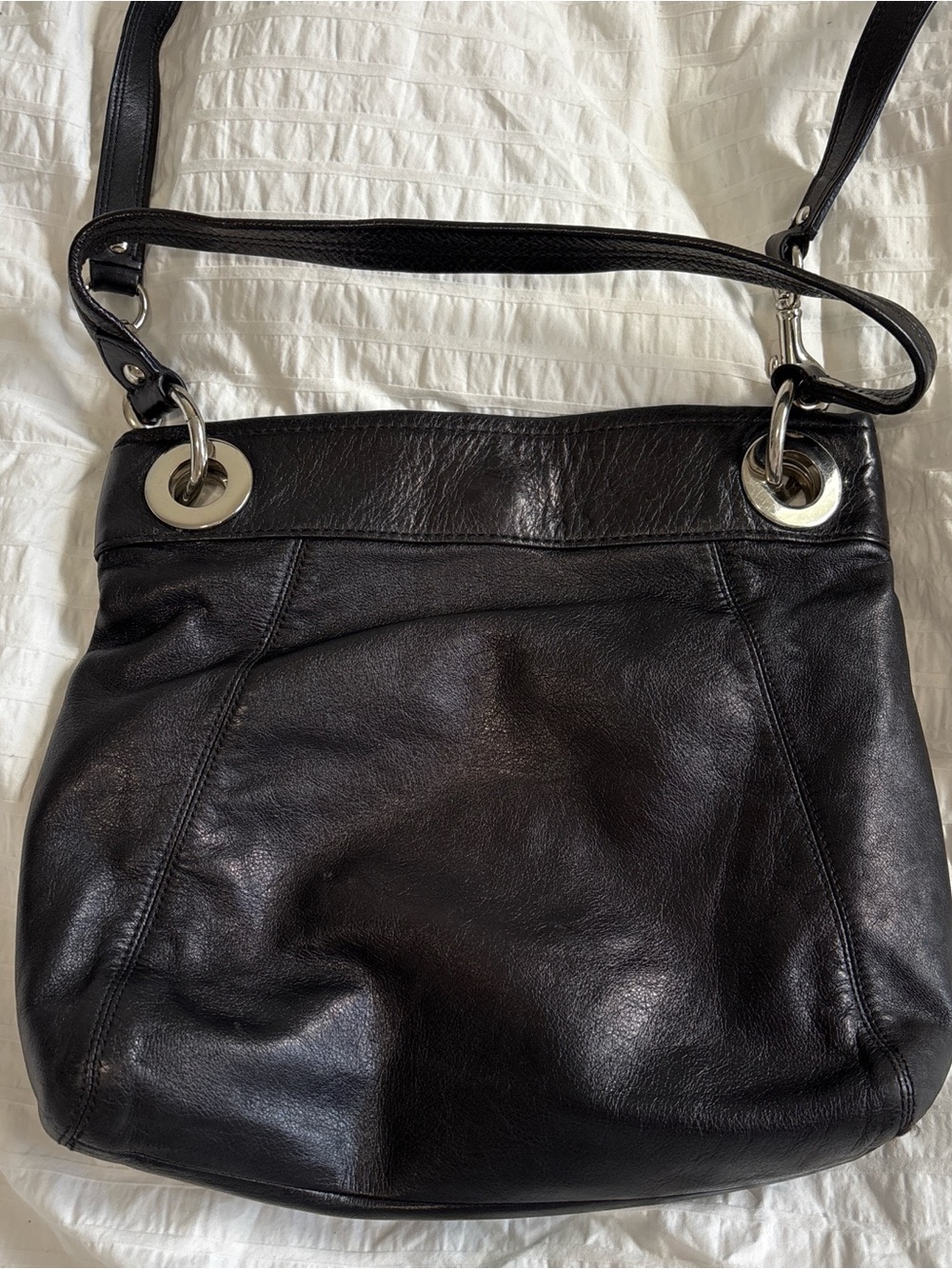 Coach Black Leather Shoulder Bag with Silver Hardware - Picture 2 of 3